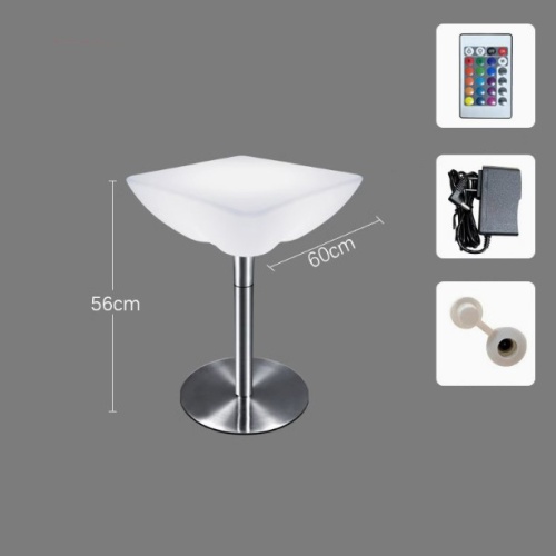 Стол светящийся квадратный на металическом основании 60х60х56